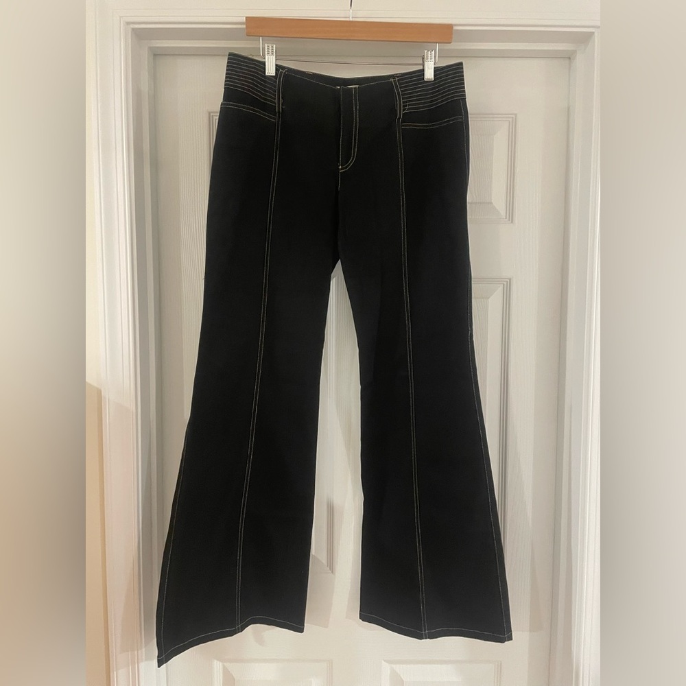 Nanette Lepore Vintage Low Rise Flares Black with Contrast Stitching Detail